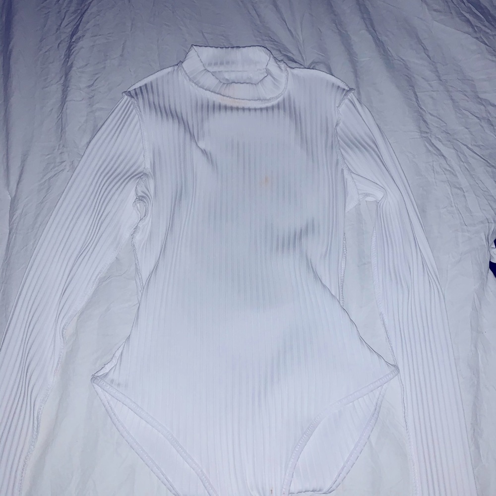 White turtle neck bodysuit open back
